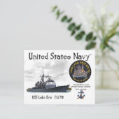 USSレイクエリーCG-70クルーザー – ポストカード (スタンド正面)