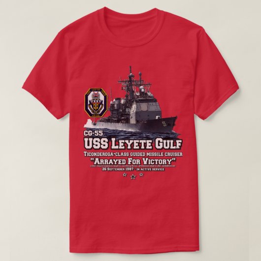 USSレイテ湾CG55海軍巡洋艦 Tシャツ (デザイン正面)