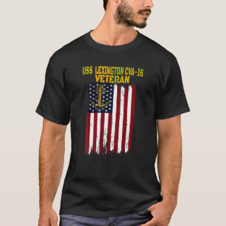 USSレキシントンCVA 16航空機キャリア退役軍人日 Tシャツ