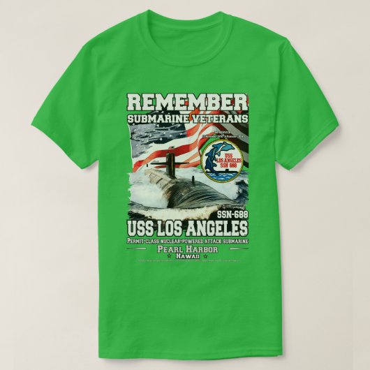 USSロサンゼルスSSN688潜水艦退役軍人 Tシャツ (デザイン正面)