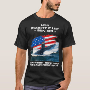 USSロバートEリーSSN601アメリカ国旗の潜水艦Ve Tシャツ