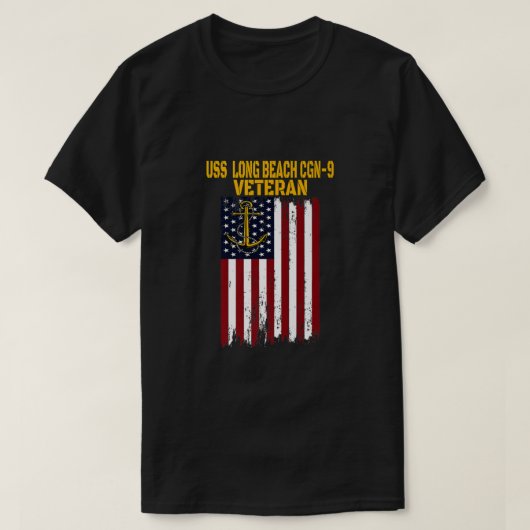 USSロングビーチCGN-9クルーザー退役軍人デー父の Tシャツ (デザイン正面)