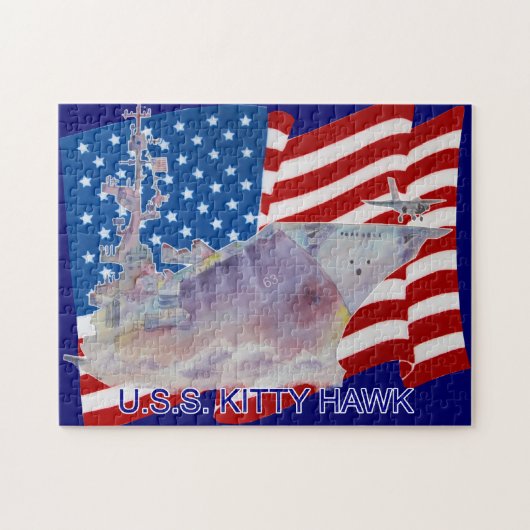 USS子猫ホークCV-63パズル ジグソーパズル (横)