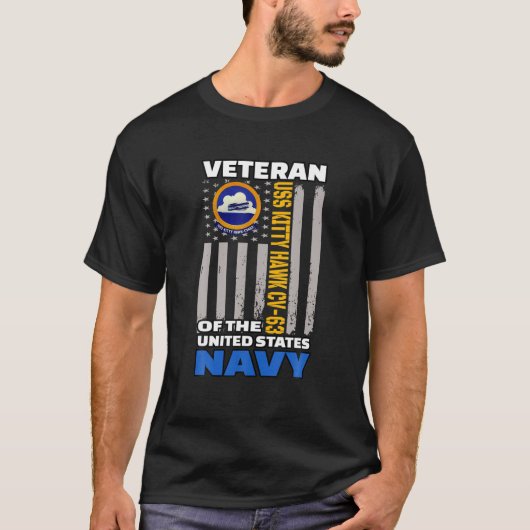 USS子猫ホークCV-63航空母艦退役軍人日 Tシャツ (正面)