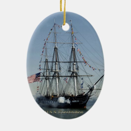 USS憲法の発砲の大砲 セラミックオーナメント (裏面)