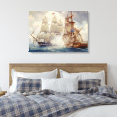 USS憲法はH.M.フリゲートJavaキャンバスを無効にする キャンバスプリント (インサイチュ (寝室))