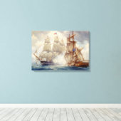 USS憲法はH.M.フリゲートJavaキャンバスを無効にする キャンバスプリント (インサイチュ (ウッドフロア))