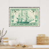 USS憲法150周年記念スタンプ1947 Larg ポスター (キッチン)
