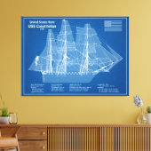 USS憲法 – 船舶設計図プランABD キャンバスプリント (インサイチュ (リビング))