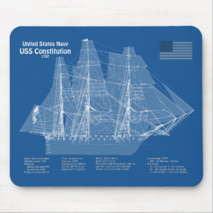 USS憲法 – 船舶設計図プランABD マウスパッド