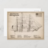 USS憲法 – 船舶設計図プランSD ポストカード (正面/裏面)