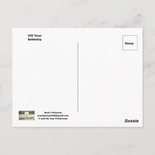 USS戦艦テキサス州葉書 ポストカード (裏面)