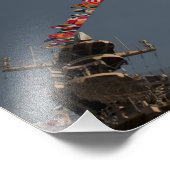 USS硫黄島のデッキには旗が立っている フォトプリント            (角)