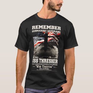 USS脱穀機SSN593を記憶 Tシャツ
