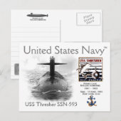 USS脱穀機SSN-593サブマリンポストカード ポストカード (正面/裏面)
