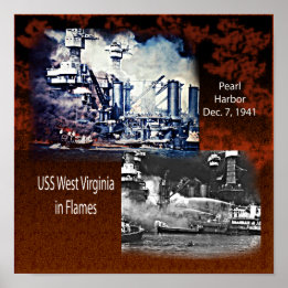 USS ウェストバージニア 真珠湾攻撃 1941 小 ポスター