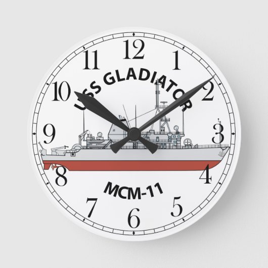 USS グラディエーター MCM-11 ラウンド壁時計 (正面)