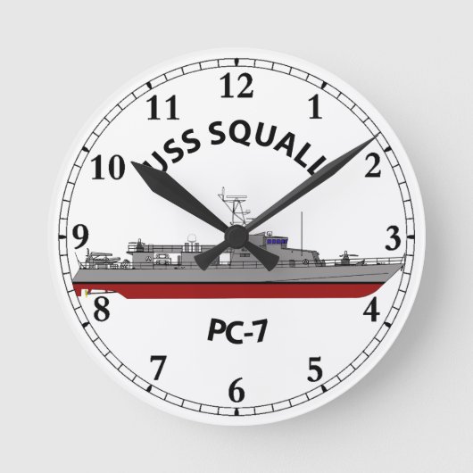 USS スコール PC-7 パトロール・コースト沿岸哨戒艇 ラウンド壁時計 (正面)