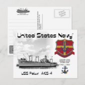 USS ポラックス AKS-4 一般支給品補給艦 ポストカード (正面/裏面)