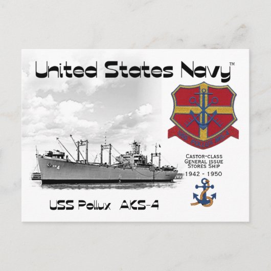 USS ポラックス AKS-4 一般支給品補給艦 ポストカード (正面)