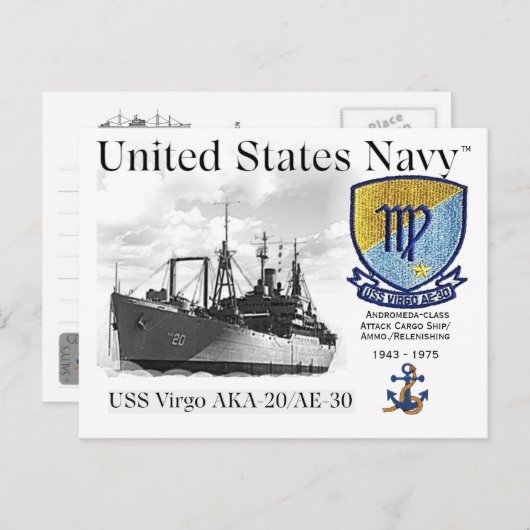 USS《星座》乙女座AKA-20/AE-30 – はがき (正面/裏面)