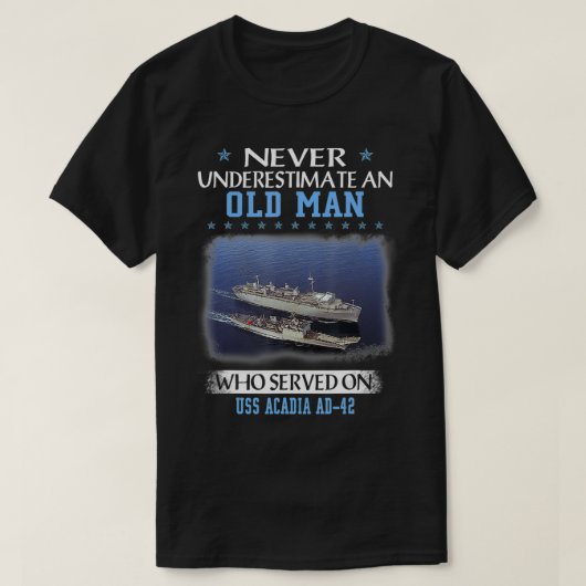 USS Acadia AD42 Veterans Day Father Day Gift  Tシャツ (デザイン正面)
