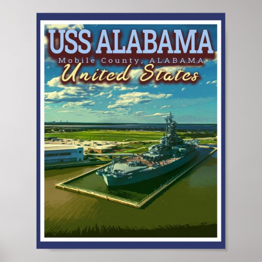 USS ALABAMA戦艦 – モバイルALABAMA USA ポスター (正面)