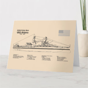 USS Arizona - 船舶設計図計画 SD サンキューカード