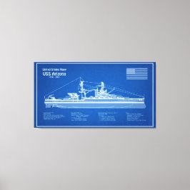 USS Arizona - Ship Blueprint Plans ABD キャンバスプリント