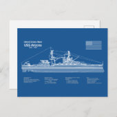 USS Arizona - Ship Blueprint Plans ABD ポストカード (正面/裏面)