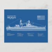 USS Arizona - Ship Blueprint Plans ABD ポストカード (正面)