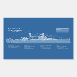 USS Arizona - Ship Blueprint Plans ABD 長方形シール