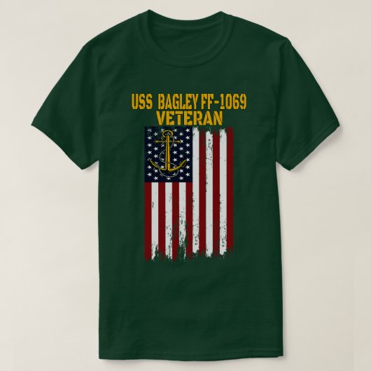 USS Bagley FF1069フリゲート退役軍人デー父の日 Tシャツ (デザイン正面)
