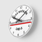 USS BATAAN - LHD-5 - WASPクラス水陸両用攻撃 ラウンド壁時計 (傾斜)