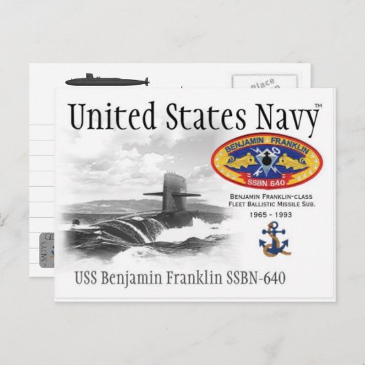 USS BENJAMIN FRANKLIN SSBN-640 SUB. – ポストカード (正面/裏面)