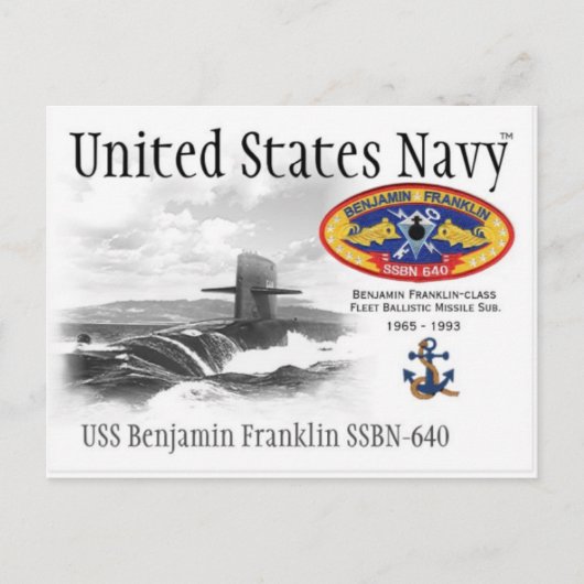 USS BENJAMIN FRANKLIN SSBN-640 SUB. – ポストカード (正面)