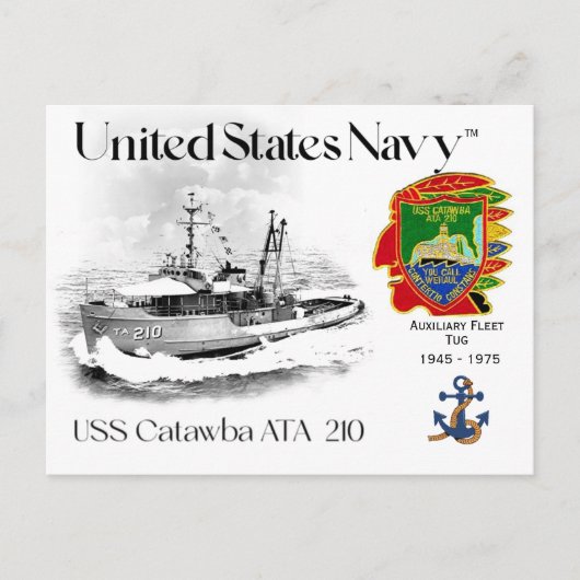 USS CATAWBA ATA-210補助タグポストカード ポストカード (正面)