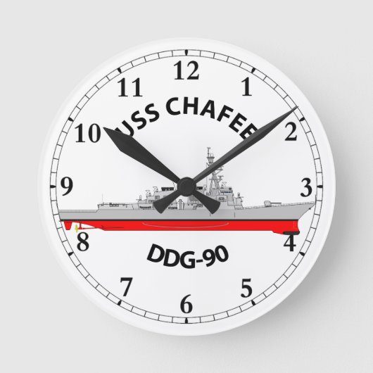 USS CHAFEE - DDG-90 - ARLEIGH BURKE ラウンド壁時計 (正面)