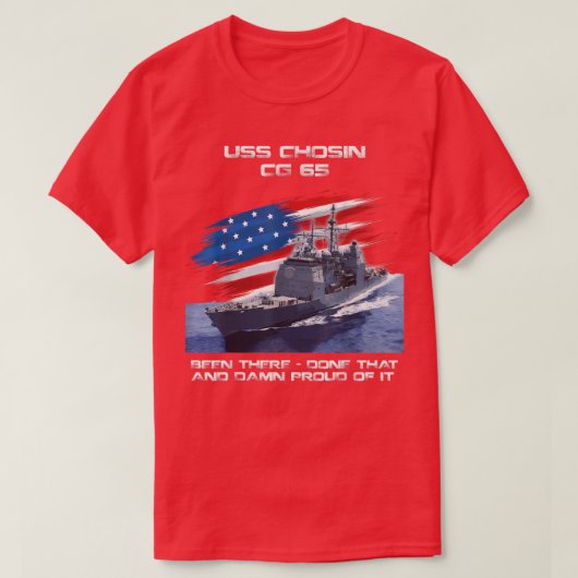 USS Chosin CG65 Class Cruiser American Flag Vetera Tシャツ (デザイン正面)