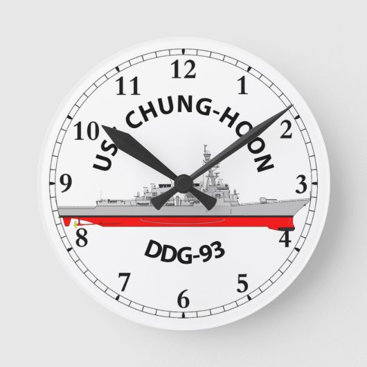 USS CHUNG-HOON - DDG-93 - ARLEIGH BURKE ラウンド壁時計 (正面)