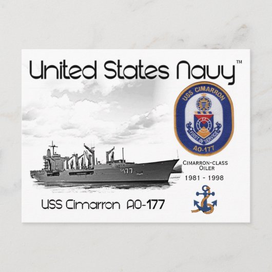 USS CIMARRON AO-177オイラー – ポストカード (正面)