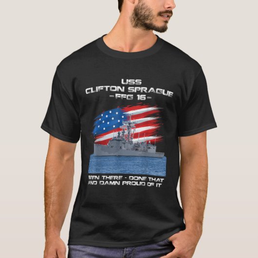 USS Clifton Sprague FFG 16クラスフリゲートアメリカン Tシャツ (正面)