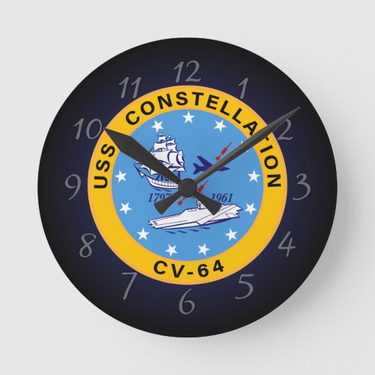 USS Constelation CV-64航空母艦Insignia ラウンド壁時計 (正面)