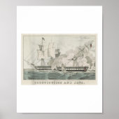 Uss Constitution & Hms Java Naval Battle Illus ポスター (正面)