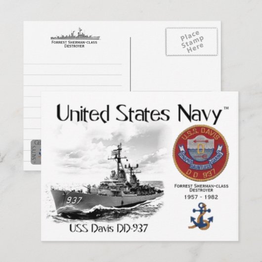 USS DAVIS DD-937駆逐艦 – ポストカード (正面/裏面)