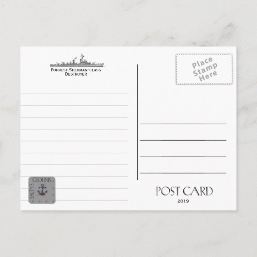 USS DAVIS DD-937駆逐艦 – ポストカード (裏面)