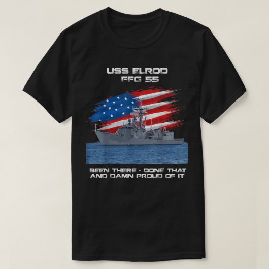 USS Elrod FFG-55 Class Frigate American Flag Veter Tシャツ (デザイン正面)