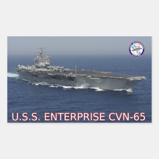 USS Enterprise CVN-65ステッカー 長方形シール (正面)