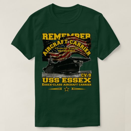 USS EsCV9航空機キャリアを記憶する Tシャツ (デザイン正面)