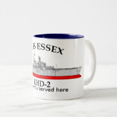 USS Essex、LHD-2、カスタマイズ可能な日付を提供 ツートーンマグカップ (正面右)